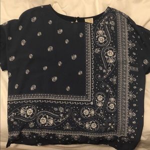 Zara Girls Navy Paisley Print Top